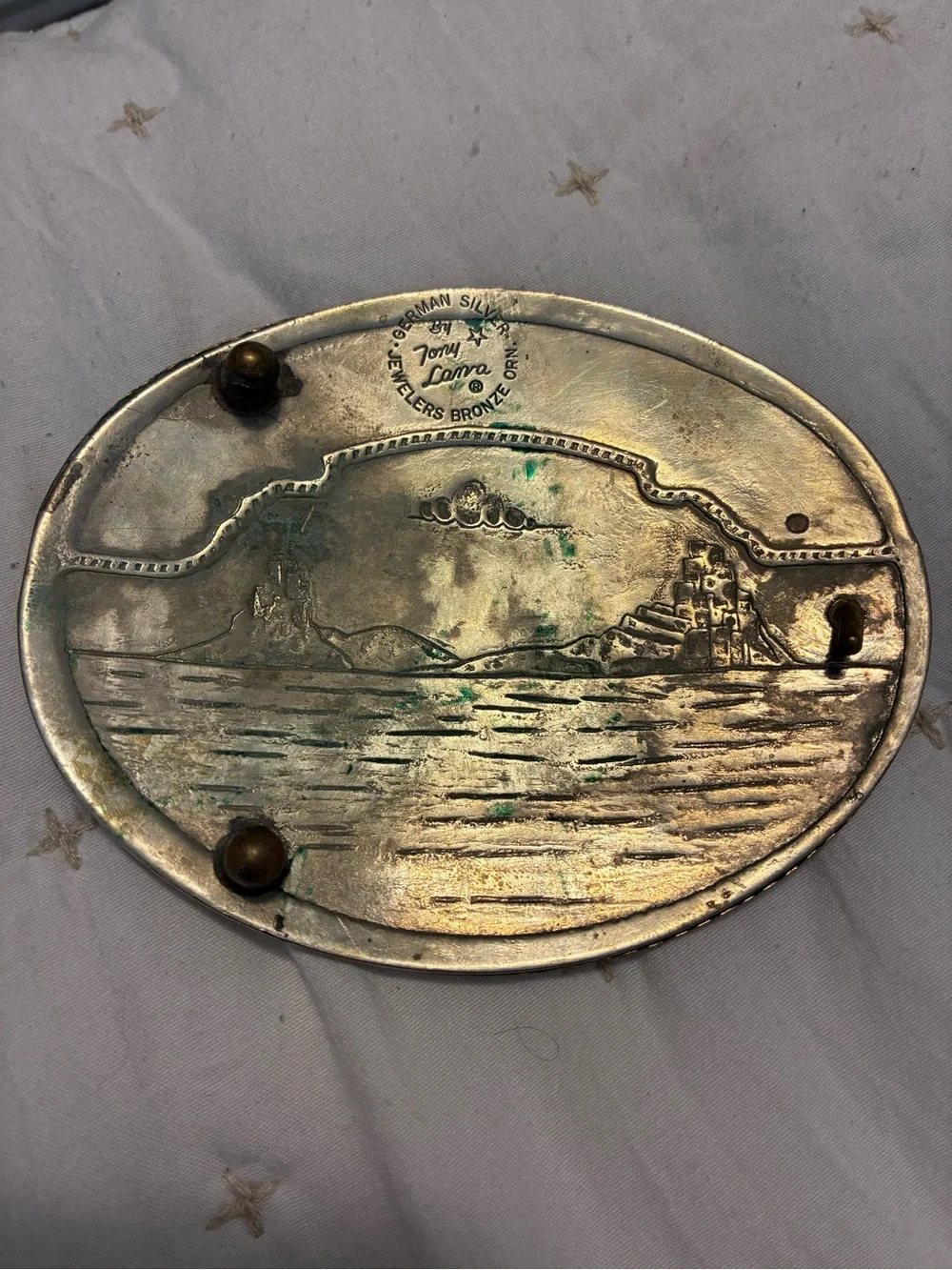 Tony Lama Vintage Western Cowboy Horse Rider Belt Buckle German silver